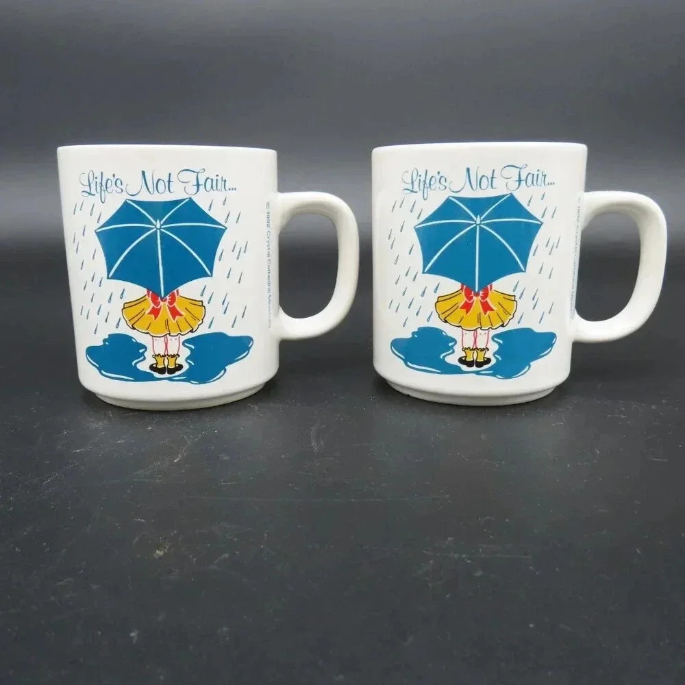Vintage Coffee Mug Life’s Not Fair…But God is Good Coffee Mug 1992 Set of 2